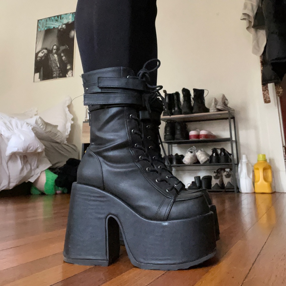 Demonia Camel Goth Punk Mid Calf
Platform Boots
